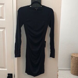 Express Long Sleeve Ruched Dress Navy Blue Size X-Small NWT